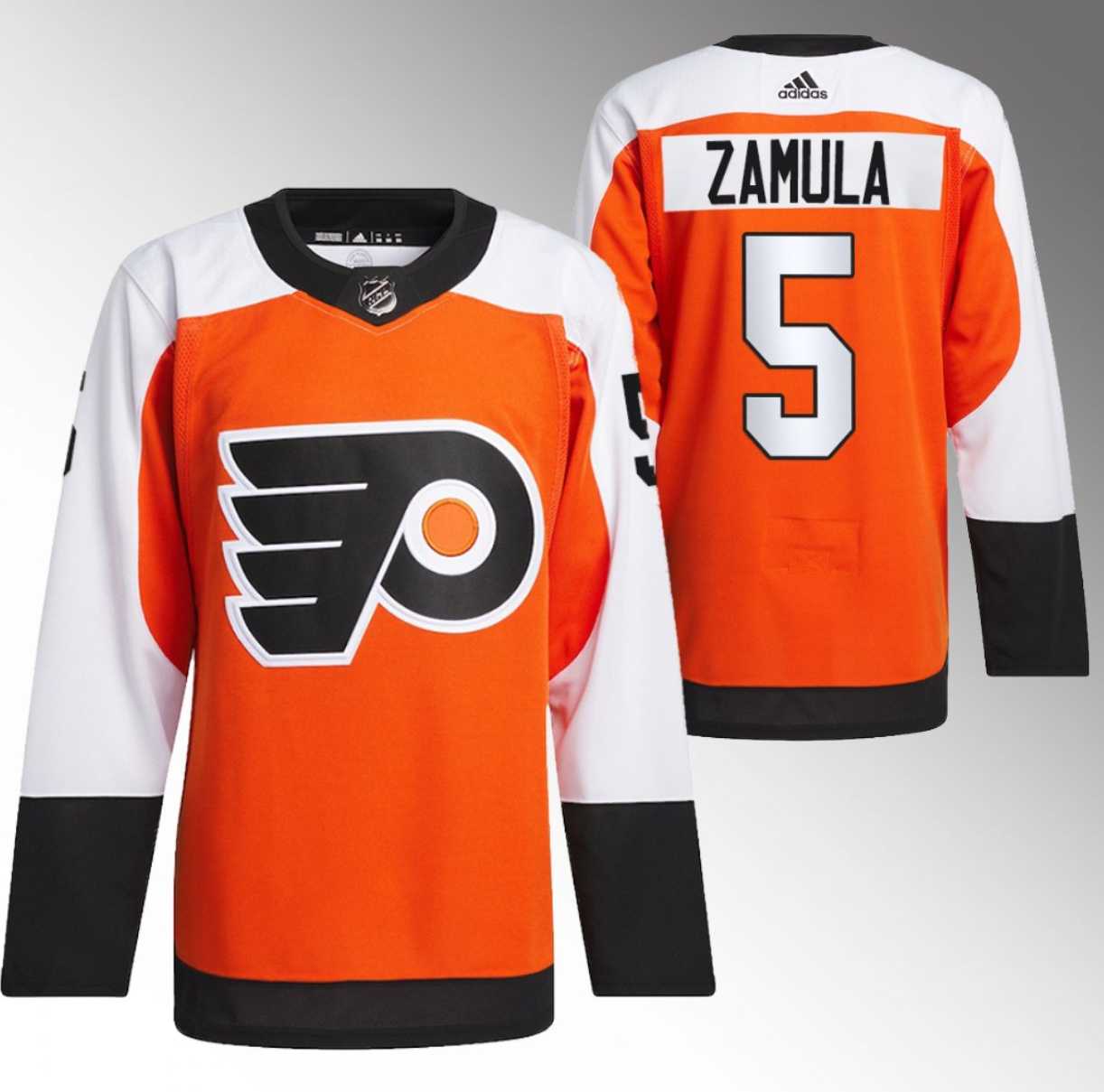 Men%27s Philadelphia Flyers #5 Egor Zamula 2023-24 Orange Stitched Jersey Dzhi